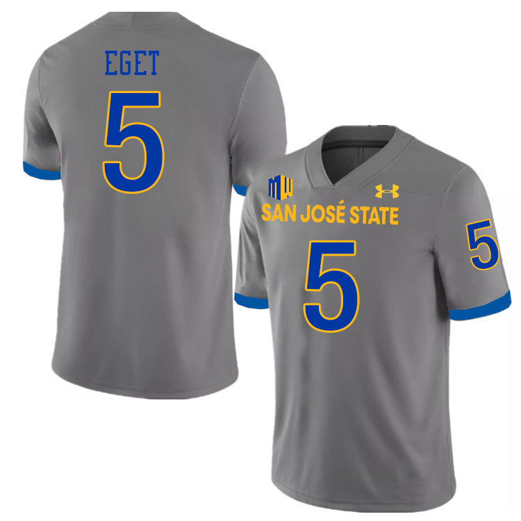 #5 Walker Eget SJSU Jersey,San Jose State Spartans Football Jersey College Uniforms-Grey